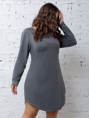 Plus Size Платье-футболка с разрезом с узлом сзади