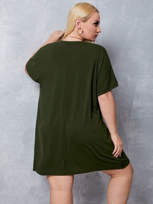 Plus Size Платье-футболка с рукавами "доломан"
