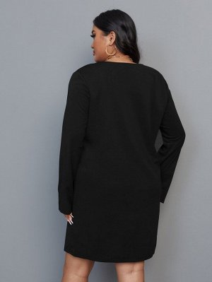 Plus Size Платье-футболка с v-образным вырезом