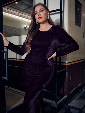 Plus Size 1шт Платье с подолом русалки из бархата