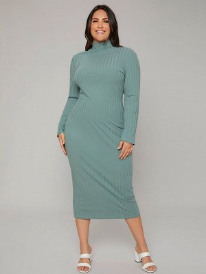 BASICS трикотажный Одноцветный Элегантный Платья Plus Size