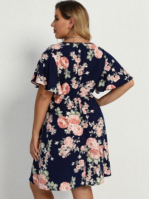 На запах Со цветочками Принт Бохо Платья Plus Size