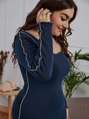 SheIn Платье-свитер с волнистой отделкой Plus Size