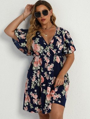 SheIn На запах Со цветочками Принт Бохо Платья Plus Size