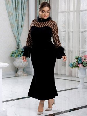 Бархатное платье Plus Size