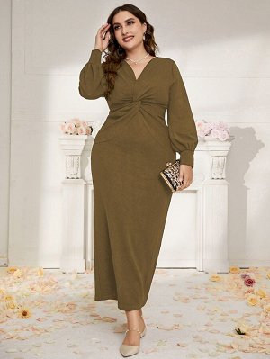 Plus Size Платье с драпировкой с разрезом сзади