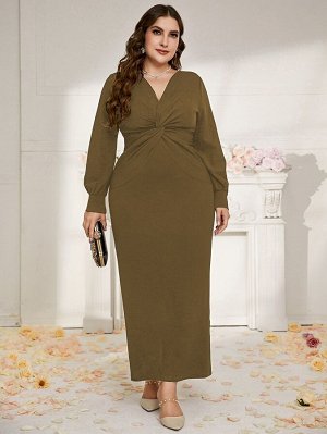 Plus Size Платье с драпировкой с разрезом сзади