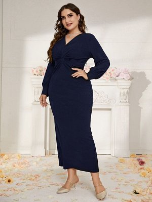 Платье с драпировкой с разрезом сзади Plus Size