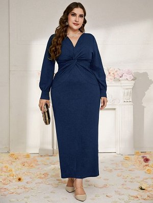 Платье с драпировкой с разрезом сзади Plus Size