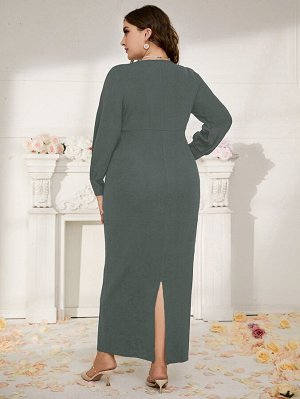 Платье с драпировкой с разрезом сзади Plus Size