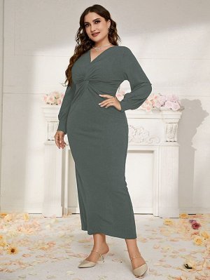 Платье с драпировкой с разрезом сзади Plus Size