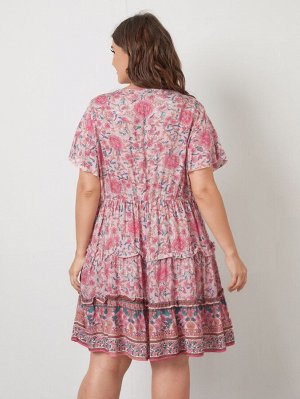 Платье Plus Size с цветочным принтом