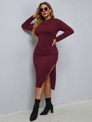 Платье на кулиске с открытой спиной с высоким разрезом Plus Size