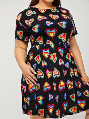 Платье Plus Size с принтом сердца