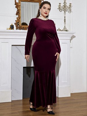 Plus Size Платье с подолом русалки из бархата