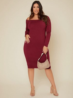 SheIn Облегающее платье с открытыми плечами Plus Size