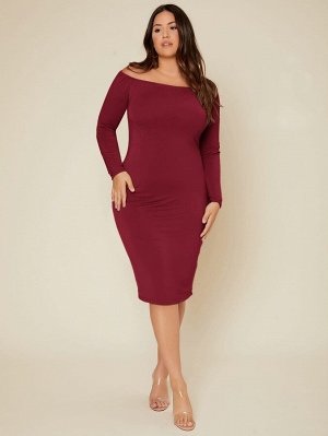 SheIn Облегающее платье с открытыми плечами Plus Size