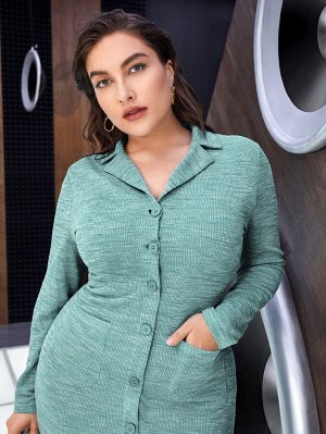 SheIn Платье на пуговицах и карманом Plus Size