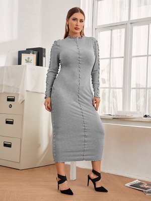 Plus Size Облегающее платье с волнистой отделкой без пояса