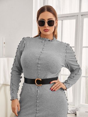 Plus Size Облегающее платье с волнистой отделкой без пояса