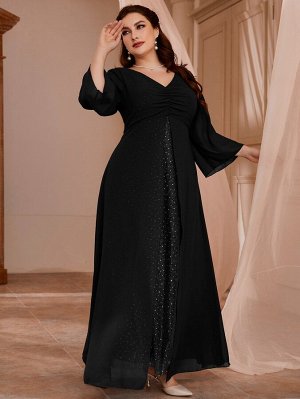 Платье макси Plus Size с v-образным воротником