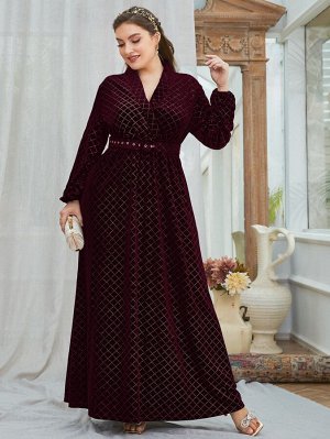 С поясом Клетка Элегантный Платья Plus Size