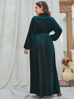 С поясом Клетка Элегантный Платья Plus Size