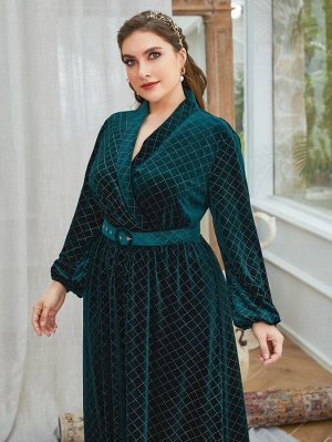 С поясом Клетка Элегантный Платья Plus Size