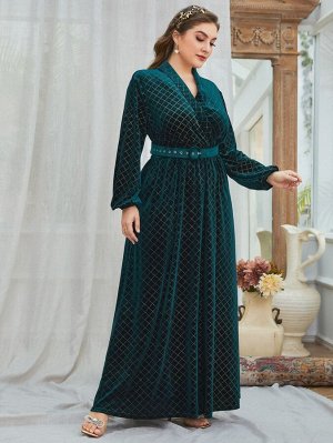 С поясом Клетка Элегантный Платья Plus Size