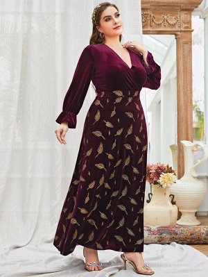 С оборками Растения Скромный Платья Plus Size