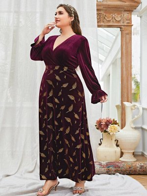 С оборками Растения Скромный Платья Plus Size