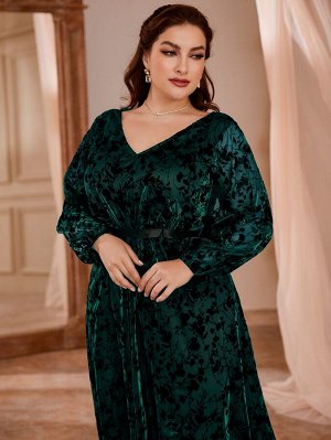 Plus Size Вечернее платье с v-образным вырезом сетчатый макси