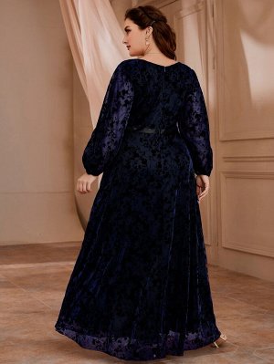 SheIn Plus Size Вечернее платье с v-образным вырезом сетчатый макси