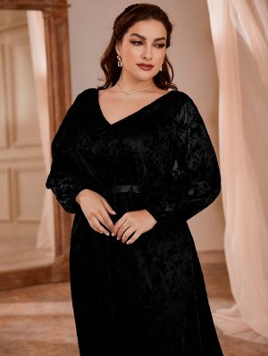 Plus Size Вечернее платье с v-образным вырезом сетчатый макси