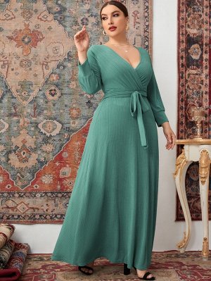 Платье с поясом с рукавом "епископ" Plus Size