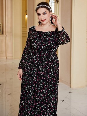 Plus Size Платье макси с принтом