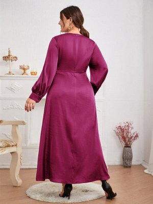 Plus Size Платье с глубоким декольте и рукавом "епископ"