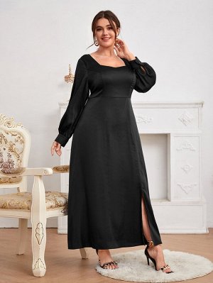 Платье с глубоким декольте с рукавом "епископ" Plus Size