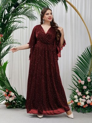 SheIn Plus Size Вечернее платье с рукавами-бабочками блестящий