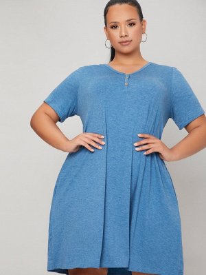 Платье-футболка с вышивкой на пуговицах Plus Size