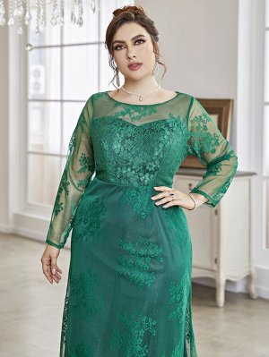 Plus Size Вечернее платье с цветочным узором кружевной