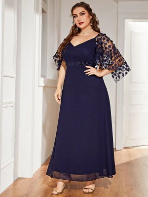 SheIn Платье с аппликацией с рукавами-бабочками Plus Size