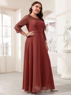 SheIn Вечернее платье с кружевной отделкой из шифона Plus Size