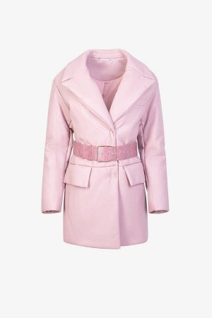 Пальто Рост: 170 Состав: кожа искусственная 70% пу 15% вискоза 15% полиэстер Комплектация пальто Цвет розовый