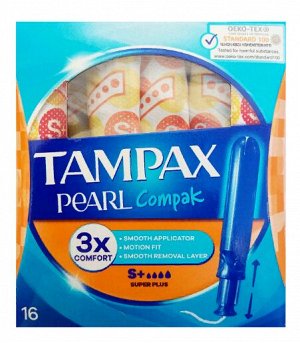 TAMPAX тампоны Compak Pearl Super Plus Duo (с аппликатором) 16 шт