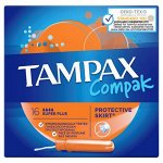 TAMPAX Compak Женские гигиенические тампоны с аппликатором Super Plus Duo 16шт ПрепакКороб