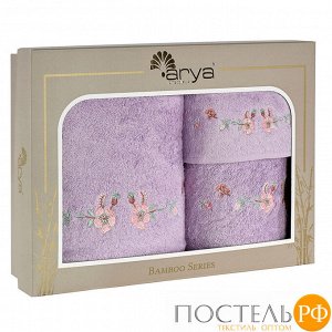 Набор Полотенец Arya с Вышивкой из Бамбука 30x50-50x90-70x140 3 Пр. Fluer Лиловый