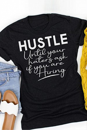 VitoRicci Черная футболка с надписью: Hustle Until Your Haters Ask If You Are Hiring