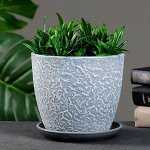 Горшок цветочный &quot;Муар&quot; серый бутон №3, 2,15л