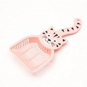 Пижон Совок для туалета &quot;Довольный кот&quot;, 28 х 12,5 см, розовый